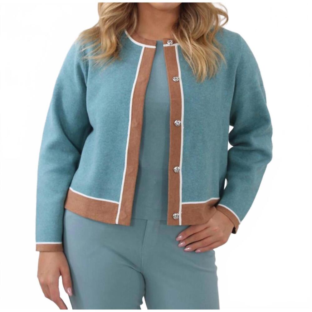 NEW MARBLE trim cardigan in multi